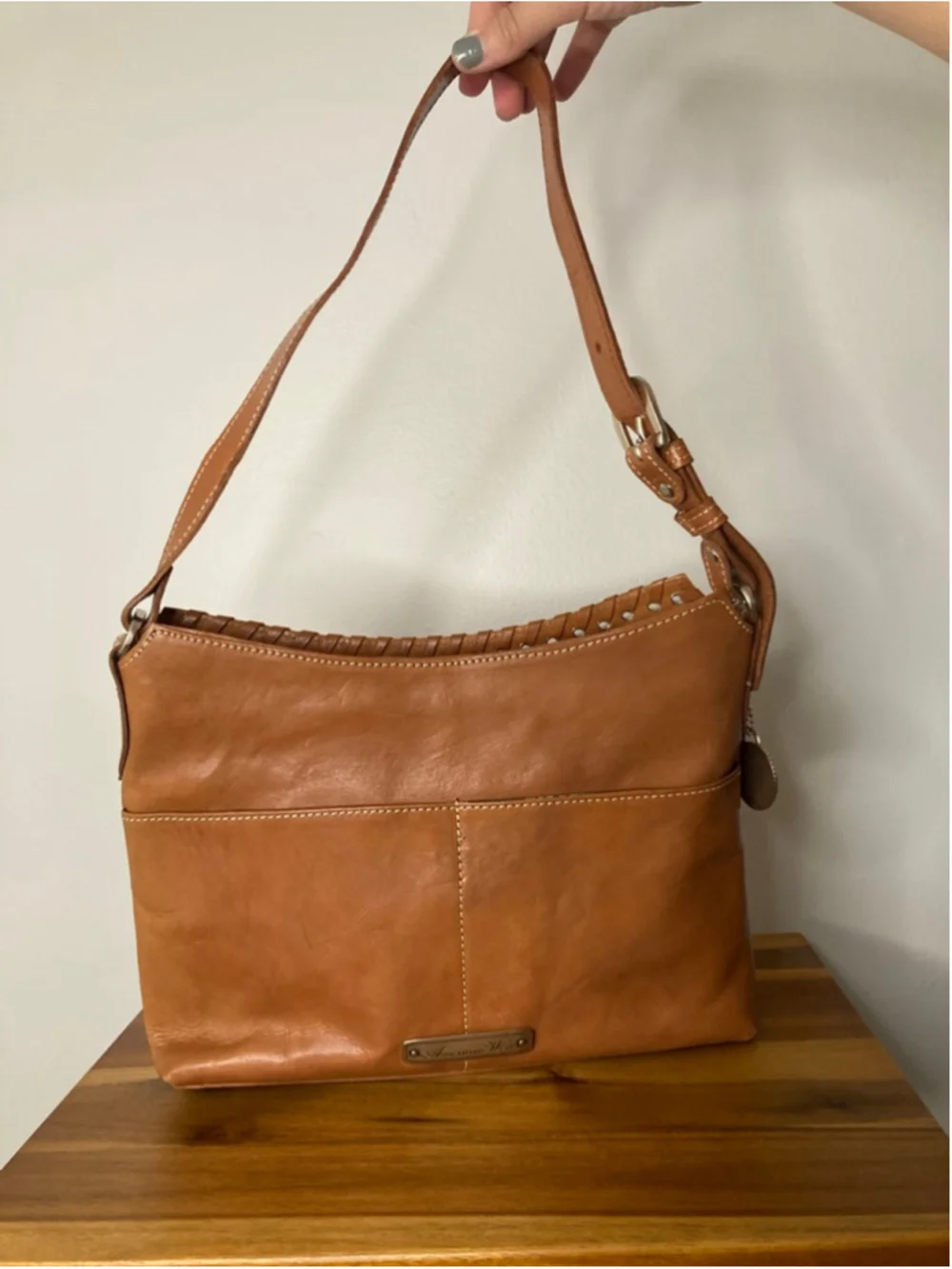 American West Harvest Moon Zip-Top Shoulder Bag Leather 30th Anniversary EUC